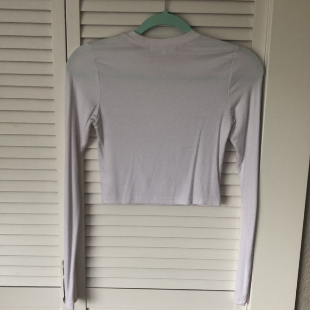 COPY - Joah Brown Fitted Cropped Long Sleeve Ribbed Top white S/M - Picture 6 of 8